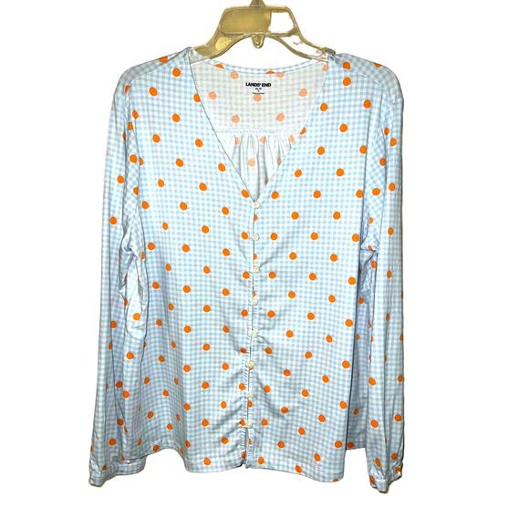 💜 3/$25 💜 Lands' End Pajama Top Womens X-Large Sleep Shirt Super Soft Knit - Picture 1 of 9